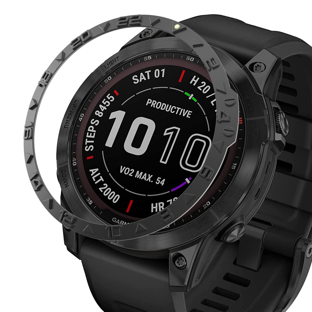 BAIHUIAM Bezel Ring Compatible with Garmin Fenix 7 Series, Stainless Steel Bezel Ring Adhesive Cover Anti Scratch & Collision Protector, Black