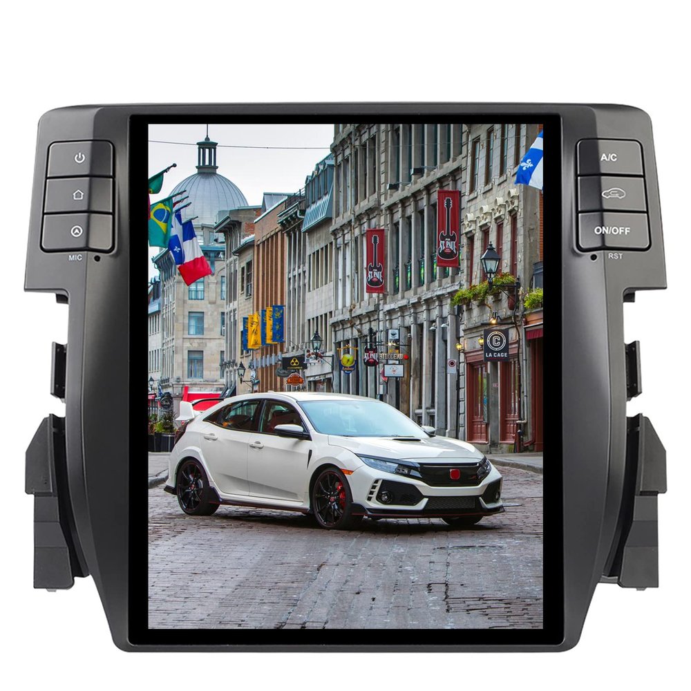 ZWNAV Tesla Style Car Radio for Honda Civic 2016 2017 2018 2019 2020 Stereo Android Auto Replacement Touch Screen Head Unit GPS Navigation Video Multimedia Player Wireless Carplay