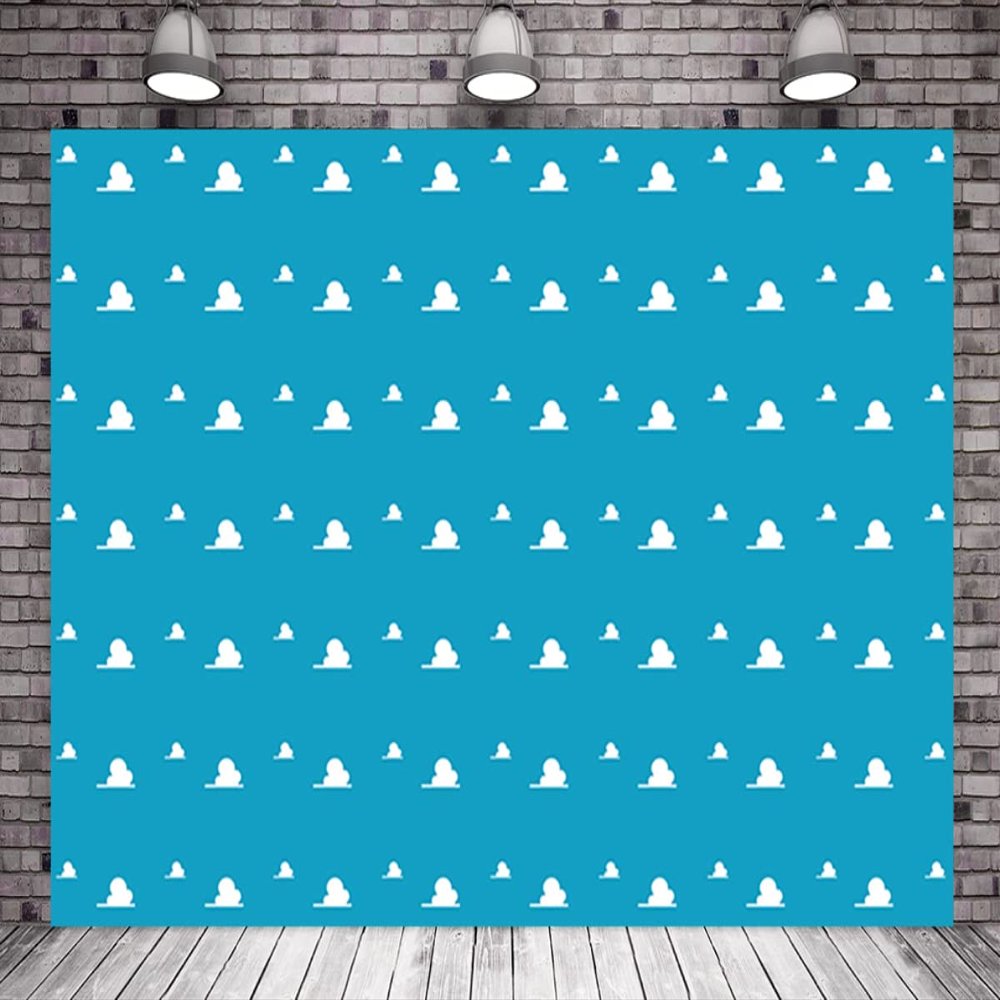 10x10ft Blue Sky White Clouds Photography Backdrop Toy Children Birthday Backdrop for Party Fabric Table Banner Background