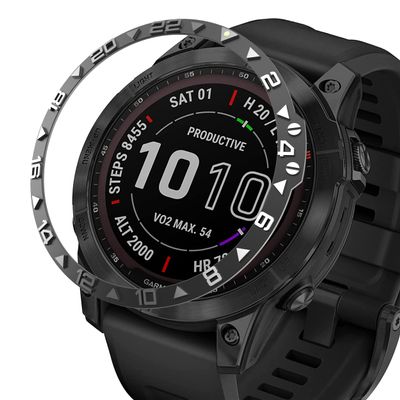 BAIHUIAM Bezel Ring Compatiable with Garmin Fenix 7 Sapphire Solar/Fenix 7 Solar, Stainless Steel Bezel Ring Adhesive Cover Anti Scratch & Collision Protector for Garmin Fenix 7 Series, Black
