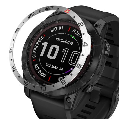 BAIHUIAM Bezel Ring Compatiable with Garmin Fenix 7X, Stainless Steel Bezel Ring Adhesive Cover Anti Scratch & Collision Protector for Garmin Fenix 7X Sapphire Solar (Silver - Not for 7/7S)