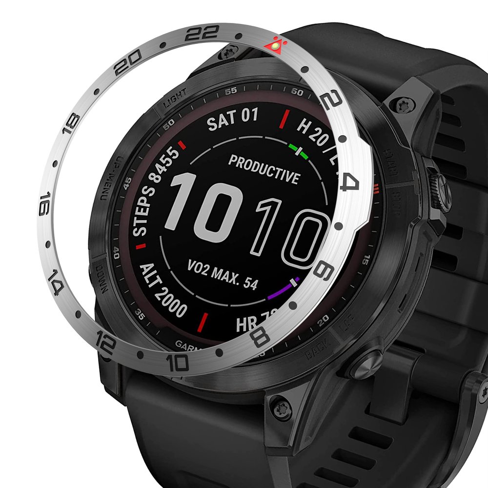 BAIHUIAM Bezel Ring Compatiable with Garmin Fenix 7X, Stainless Steel Bezel Ring Adhesive Cover Anti Scratch & Collision Protector for Garmin Fenix 7X Sapphire Solar (Silver - Not for 7/7S)