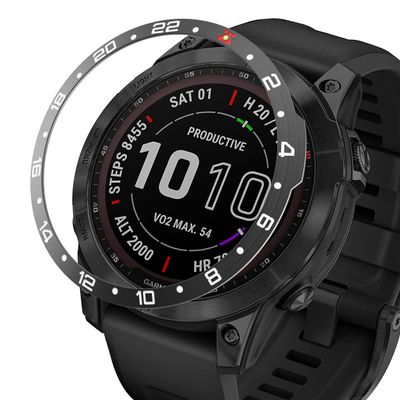 BAIHUIAM Bezel Ring Compatible with Garmin Fenix 7 Series, Stainless Steel Bezel Ring Adhesive Cover Anti Scratch & Collision Protector, Black