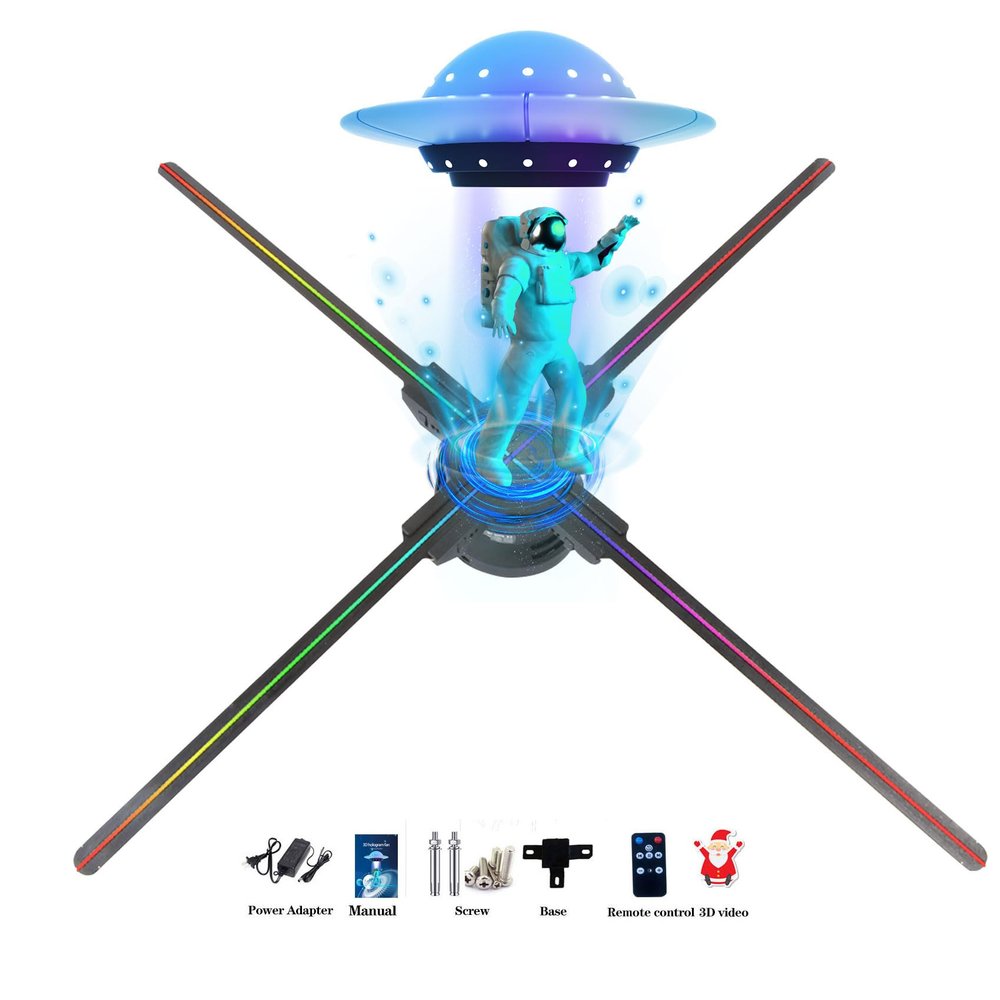 3D Hologram Fan,HD LED Hologram Fan WIFI Projector with 700 Library Video,Animated Holographic Projector Display for Stores, Shops, Christmas Tree (2)