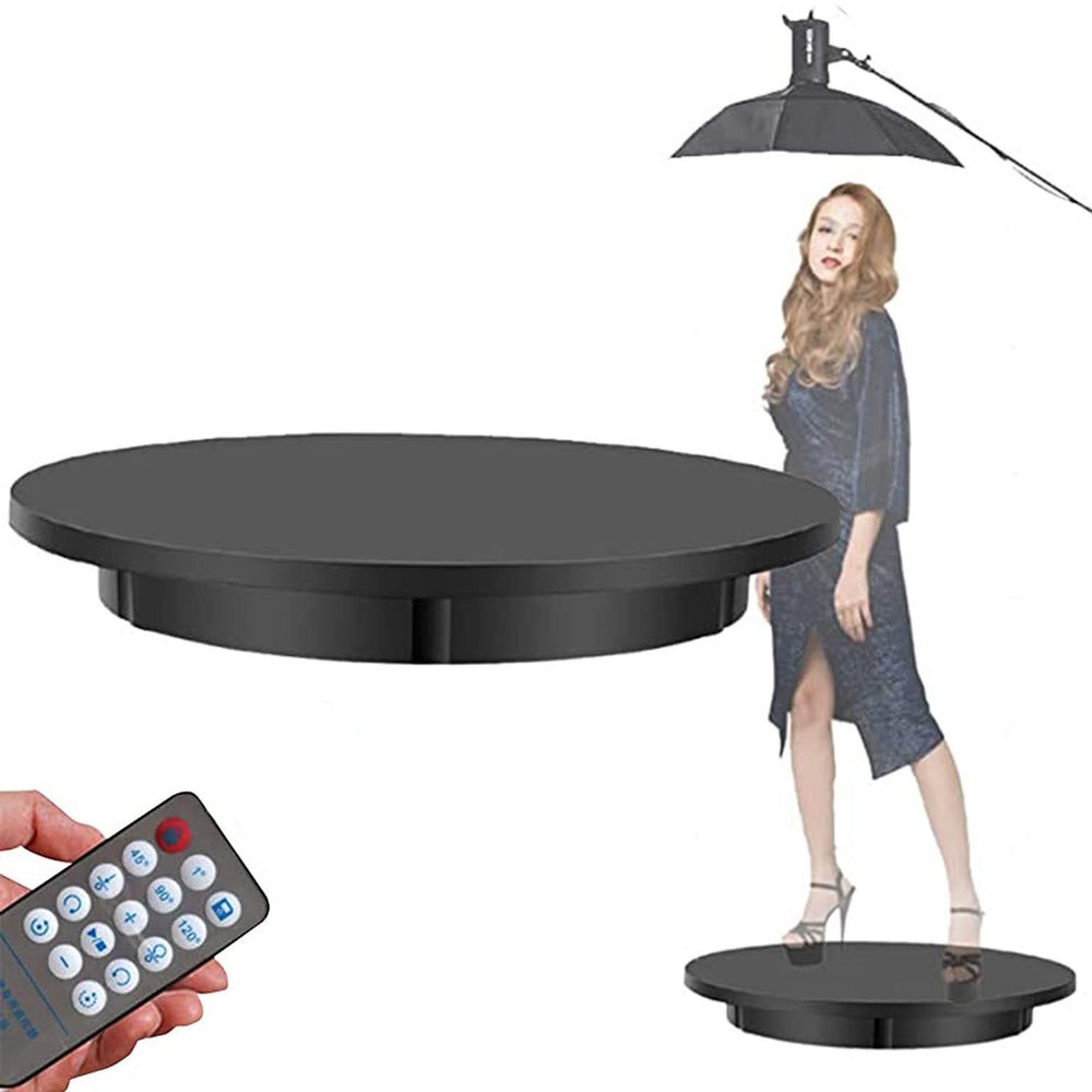 Professional Electric Turntable Motorized Rotating Stand with Remote Control,360 Degree Motorized Automatic Revolving Platform 16.5inch Dia for Photography Products Display,Max Load 220lb,Black