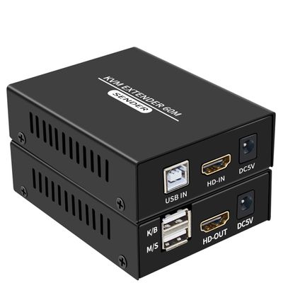 60M HDMI KVM Extender Over Cat5e Cat6 1080P HDMI USB KVM Extender Transmit with Loop Out Support USB Keyboard Mouse Extension