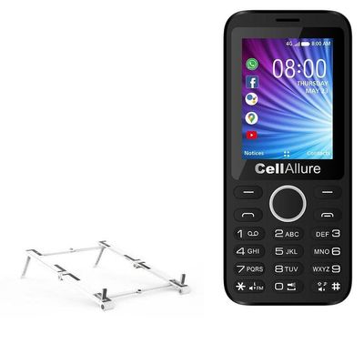 BoxWave Stand and Mount Compatible with CellAllure Smart One - Pocket Aluminum Stand 3-in-1, Portable Multi Angle Viewing Riser - Metallic Silver