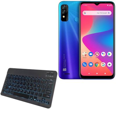 BoxWave Keyboard Compatible with BLU G61 - SlimKeys Bluetooth Keyboard - with Backlight, Portable Slim LED 7 Colors - Jet Black
