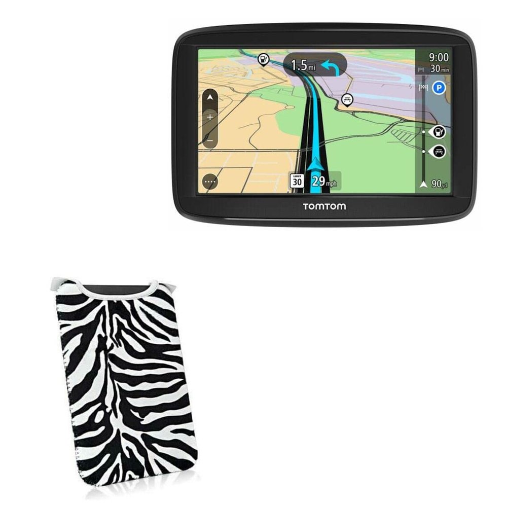 BoxWave Case Compatible with Tomtom VIA 1625TM - Zebra Plush SlipSuit, Animal Print Padded Soft Sleeve