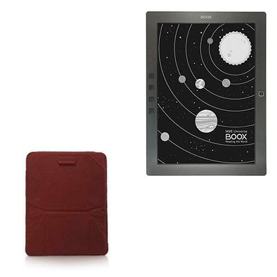 BoxWave Case Compatible with Onyx Boox M96 - Velvet Pouch Stand, Velour Slip Sleeve Built-in Foldable Kickstand - Burgundy