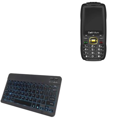 BoxWave Keyboard Compatible with CellAllure Survivor - SlimKeys Bluetooth Keyboard - with Backlight, Portable Slim LED 7 Colors - Jet Black