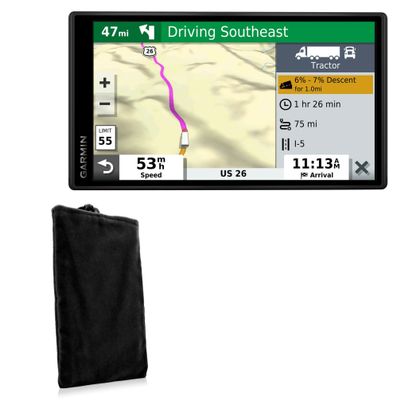BoxWave Case Compatible with Garmin Dezl OTR500 - Velvet Pouch, Soft Velour Fabric Bag Sleeve with Drawstring - Jet Black