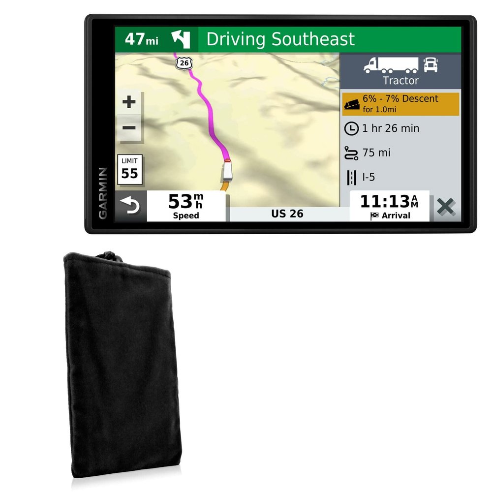 BoxWave Case Compatible with Garmin Dezl OTR500 - Velvet Pouch, Soft Velour Fabric Bag Sleeve with Drawstring - Jet Black