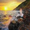 Loccor 5x3ft Fabric Beach Backdrop Rocky Coast Gold Sunset Landscape Photography Background Polyester Adult Lovers Portrait Wedding Travel Vacation Birthday Party Decor Photo Studio Props view 4