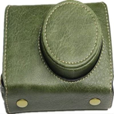GR III Case, BolinUS Real Genuine Handmade Leather FullBody Camera Case Bag Cover for Ricoh GR III GR3 Bottom Opening Version + Neck Strap (Green)