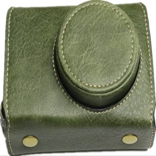 GR III Case, BolinUS Real Genuine Handmade Leather FullBody Camera Case Bag Cover for Ricoh GR III GR3 Bottom Opening Version + Neck Strap (Green)