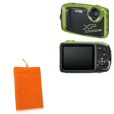 BoxWave Case Compatible with Fujifilm FinePix XP140 - Velvet Pouch, Soft Velour Fabric Bag Sleeve with Drawstring - Bold Orange