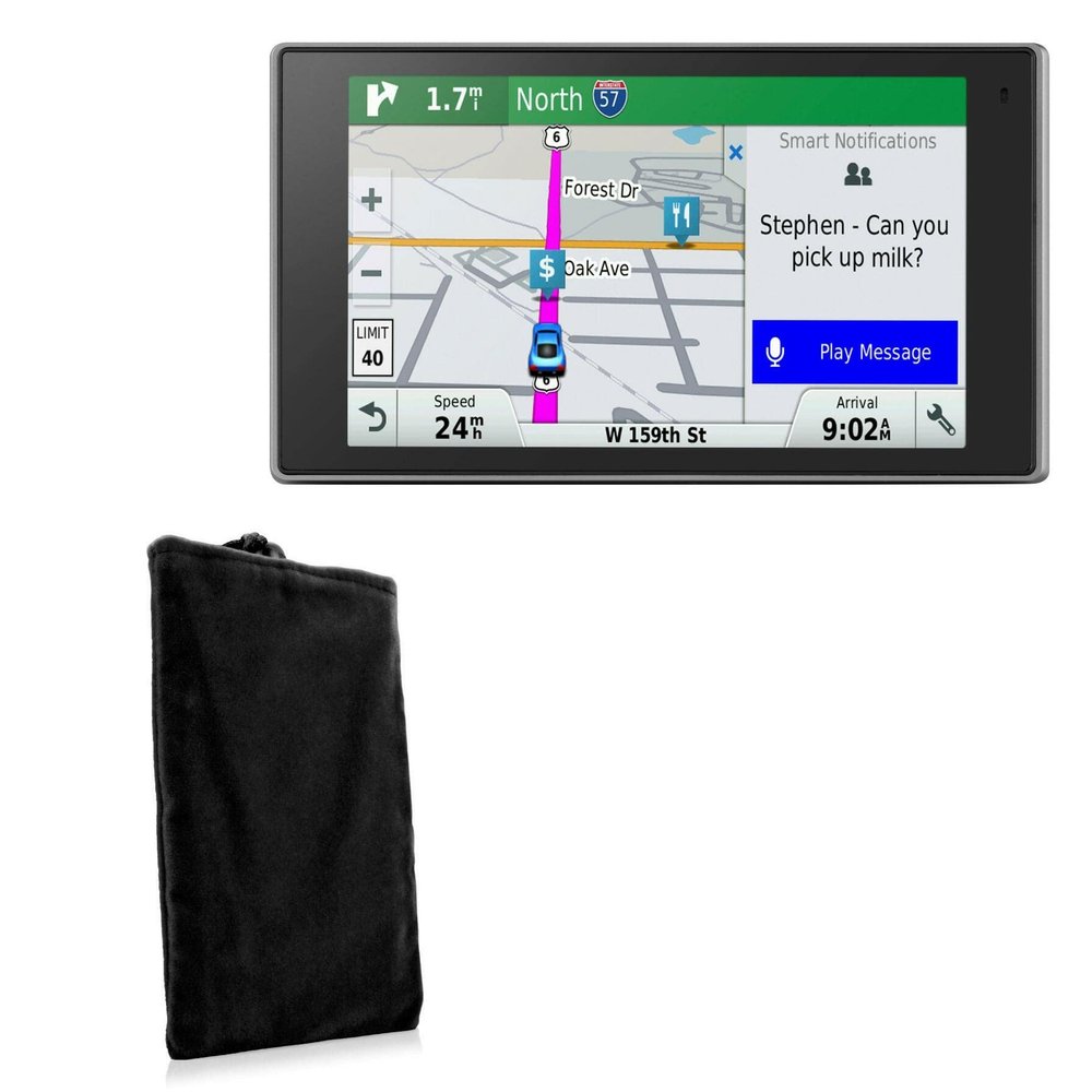BoxWave Case Compatible with Garmin DriveLuxe 50LMTHD - Velvet Pouch, Soft Velour Fabric Bag Sleeve with Drawstring - Jet Black