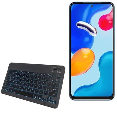 BoxWave Keyboard Compatible with Xiaomi Redmi Note 11S - SlimKeys Bluetooth Keyboard - with Backlight, Portable Slim LED 7 Colors - Jet Black