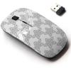 2.4G Wireless Mouse with Cute Pattern Design for All Laptops and Desktops with Nano Receiver - Black Floral Ornament on White view 1