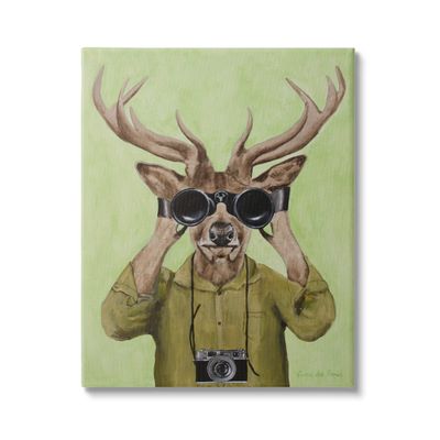 Stupell Industries Funny Cute Deer Binoculars, 30 x 40 Inch Canvas Wall Art