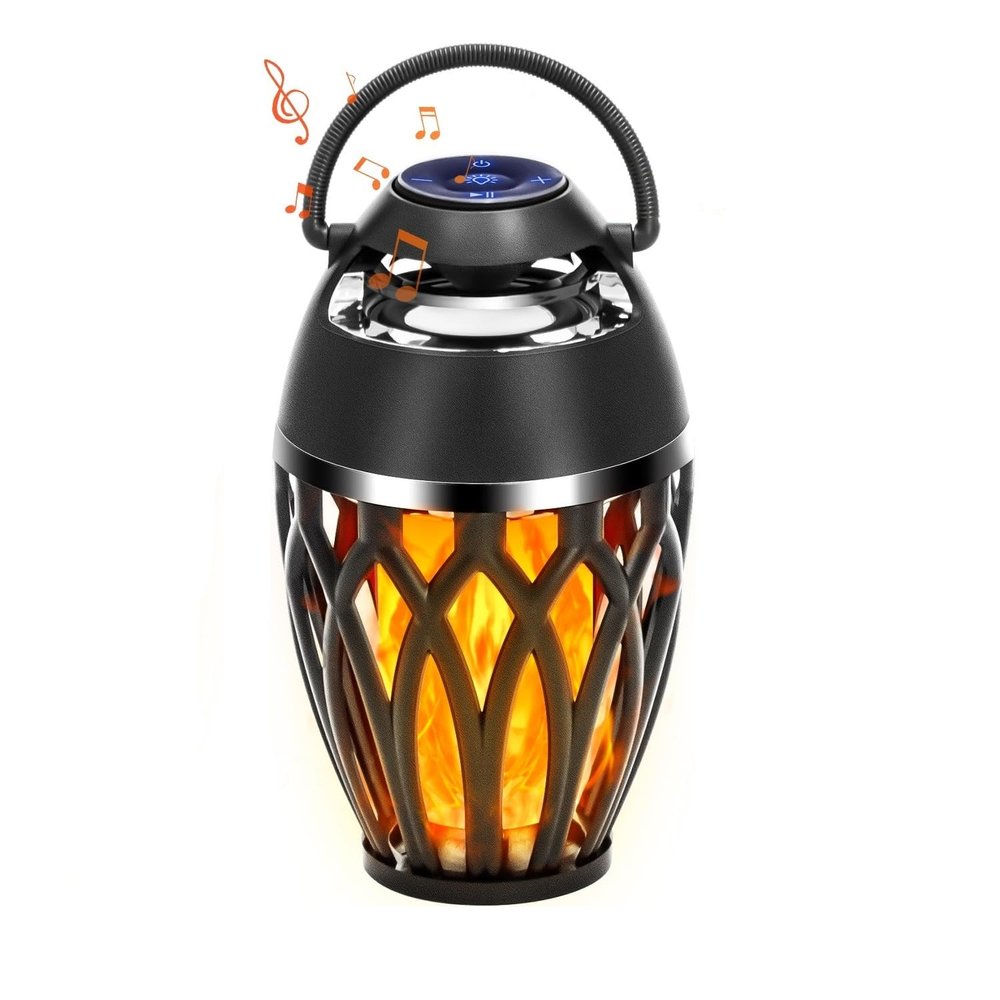 Vanten Outdoor Bluetooth Speakers, Bluetooth 5.0 Led Flame Speaker, IPX5 Waterproof Flame Torch Atmosphere Speaker, Patio Speakers Gifts for Men Women, Decorations for Party Garden Home
