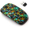 2.4G Wireless Mouse with Cute Pattern Design for All Laptops and Desktops with Nano Receiver - Bright Tropical Jungle Exotic Leaf view 1