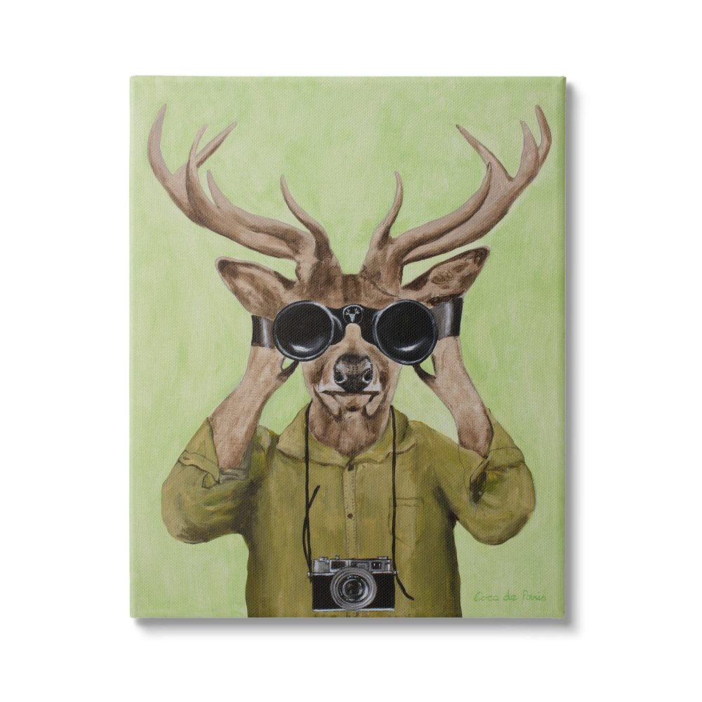 Stupell Industries Funny Cute Deer Binoculars, 36 x 48 Inch Canvas Wall Art