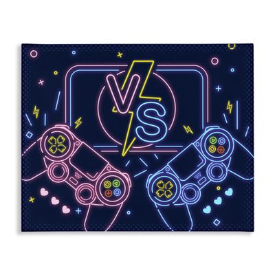 Video Gamer Neon Controller Duo, 16 x 20 Inch Canvas Wall Art
