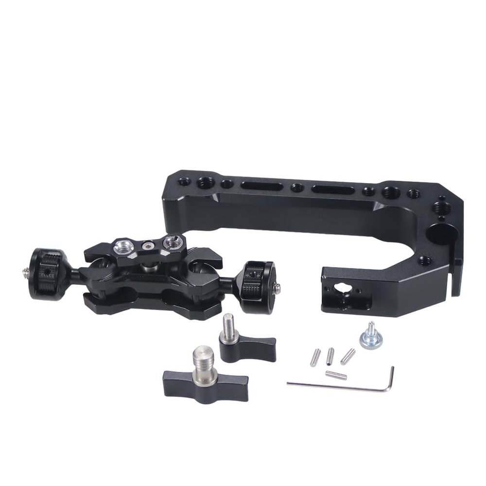 BGNing Multi-Function Dual Ball Head Magic Arm Mount Adapter with 1/4'' Screw for DSLR Cameras Fill Light Monitor (1/4 to 1/4 Magic Arm Upper Handle Kit)