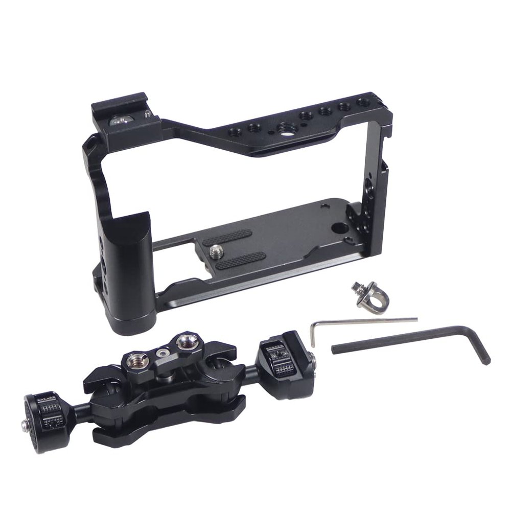 BGNing Aluminum Camera Cage Compatible with X-E4 Form-Fitting Border Frame w/Cold Shoe ARRI-Standard Mount Handgrip Wristband Light Monitor Holder (Combo G)