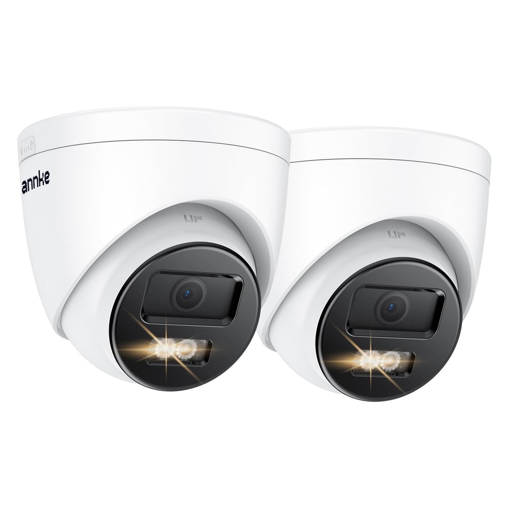 ANNKE C800 2Pack 4K Ultra HD PoE Camera AI Human Vehicle Detection, 8MP Outdoor Turret Cam with Audio, 4.0mm Lens Wide Angle, Spotlight Color Night Vision, Up to 512GB TF Card