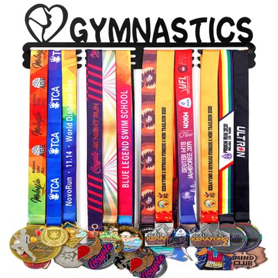 Goutoports Medal Holder Display Hanger Rack Frame for Sport Race Runner- Gymnastics for Girl - Sturdy Black Steel Metal Over 60 Medals Easy to Install
