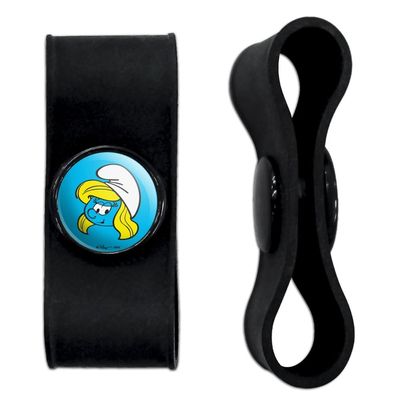 GRAPHICS & MORE Smurfette Face Headphone Earbud Cord Wrap - Charging Cable Manager - Wire Organizer Set of 2 - Black