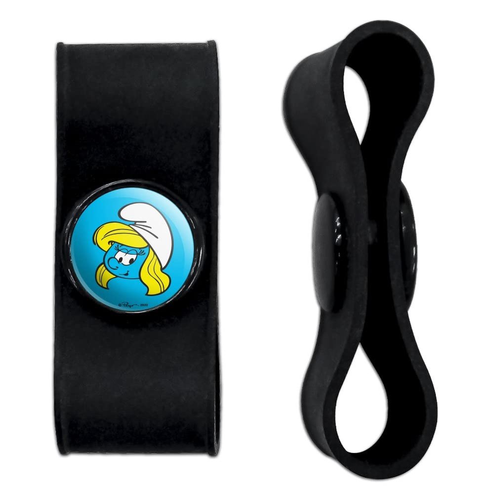 GRAPHICS & MORE Smurfette Face Headphone Earbud Cord Wrap - Charging Cable Manager - Wire Organizer Set of 2 - Black