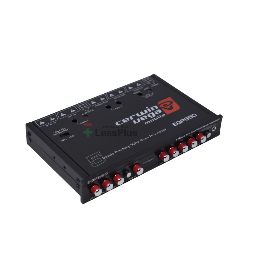 Cerwin Vega 5-Band Pre-Amp Equalizer with Built-in Bass Processor - Ultimate Car Audio System Accessory, High-Level Input, Subwoofer Level Control, Selectable Low Pass Filter, Auxiliary Input EQP850