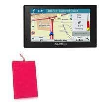 BoxWave Case Compatible with Garmin DriveSmart 70LMT - Velvet Pouch, Soft Velour Fabric Bag Sleeve with Drawstring - Cosmo Pink