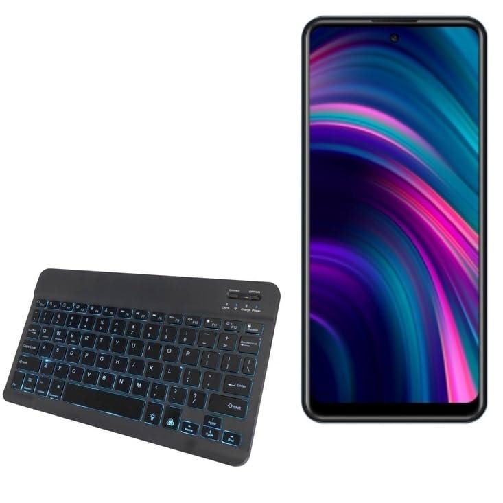 BoxWave Keyboard Compatible with BLU G71L - SlimKeys Bluetooth Keyboard - with Backlight, Portable Slim LED 7 Colors - Jet Black