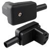 Toptekits IEC C13 Rewireable Power Plug Connector, IEC320C13 Elbow Plug 90-Degree Up/Down Angle Female 3 Prong Adapter, 10A/250V, Black, 1 Pack view 2