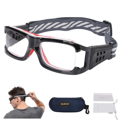 SooGree Sport Glasses Goggles Basketball Soccer Football Sports Protective Eyewear Goggles Anti Collision Safety Glasses-Replaceable Prescription Lens