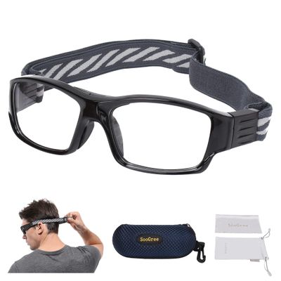 SooGree Sport Glasses Goggles Basketball Soccer Football Sports Protective Eyewear Goggles Anti Collision Safety Glasses-Replaceable Prescription Lens