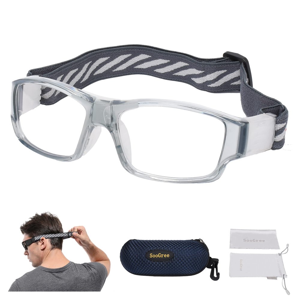 SooGree Sport Glasses Goggles Basketball Soccer Football Sports Protective Eyewear Goggles Anti Collision Safety Glasses-Replaceable Prescription Lens