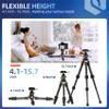 Fotopro Carbon Fiber Mini Tripod, 15 Inch /0.86 lbs Lightweight Compact Travel Tripod with 360 Degree Ball Head, QR Plate for Camera Camcorder, Load Capacity for 11lbs / 5kg, Black view 4