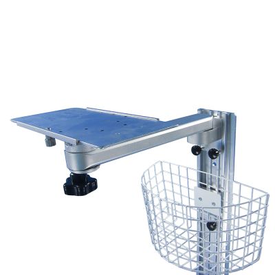 Aluminum Alloy Straight Arm Wall Mount, Device Monitor Stand with Storage Basket, Wall Mount for Monitor