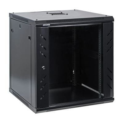 12U Professional Wall Mount Network Server Cabinet Enclosure 19-Inch Server Network Rack Mid-Depth Black