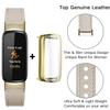 Elegant Slim Leather Bands Compatible for Fitbit Luxe Watch Band, Strap Wristband, Soft Bracelet Replacement for Fitbit Luxe Fitness and Wellness Tracker Women(Beige Gold) view 4