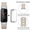 Elegant Slim Leather Bands Compatible for Fitbit Luxe Watch Band,Strap Wristband, Soft Bracelet Replacement for Fitbit Luxe Fitness and Wellness Tracker Women(Beige Silver) view 3