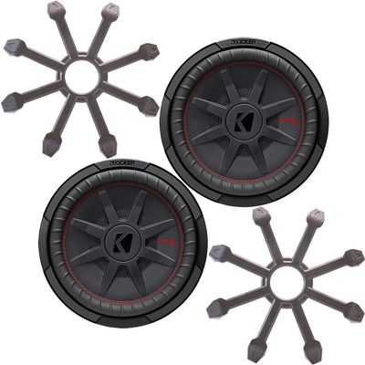 KICKER Subwoofers and Grilles Package of 4 Items: 12" CompR Subwoofers DVC 4-ohm with ABS Grilles - 2X 48CWR124 Subs & 2X 43CWR12G Grills