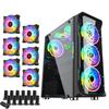 PC Gaming Computer Case Tempered Glass/Steel ATX Mid Tower USB 3.0 +RGB 6FANS view 1