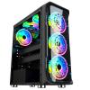 PC Gaming Computer Case Tempered Glass/Steel ATX Mid Tower USB 3.0 +RGB 6FANS view 3